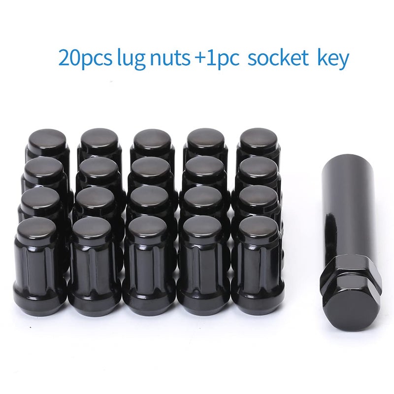 ChnewAuto M12x1.5 Lug Nuts M12-1.50 Lug Nuts Black Spline Lug Nuts 12x1.5 1.38"" Long Set of 20 Wheel Lug Nut 12mmx1.5 Lug Nuts Acorn Fit for Honda Accord CRV Civic - Image 2